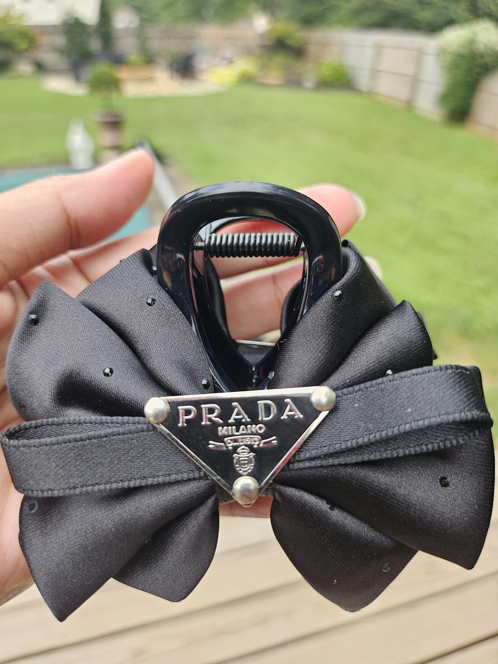 Black Satin Bow Hair Claw Clip